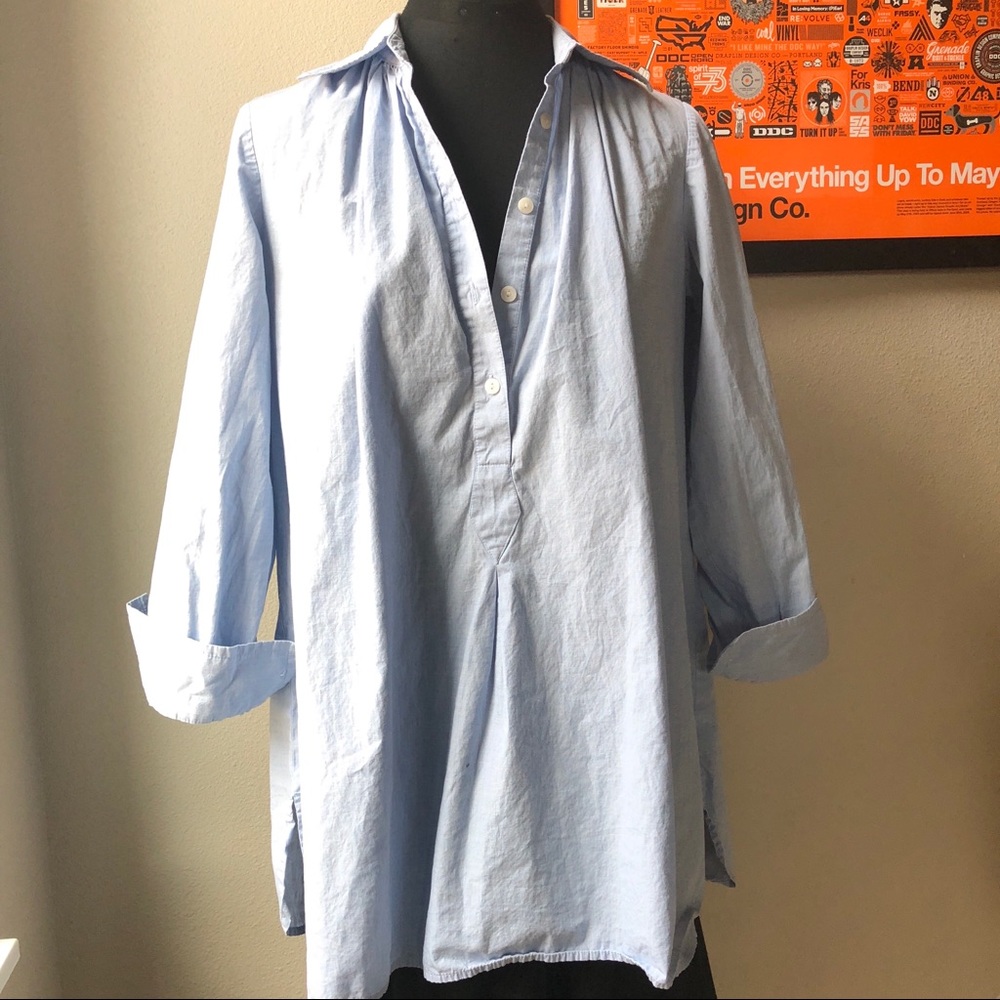 blue collared shirt